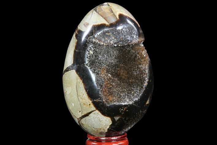 Septarian Dragon Egg Geode - Black Crystals #71910